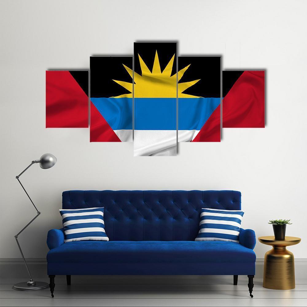 Waving Antigua And Barbuda Canvas Wall Art-5 Star-Gallery Wrap-62" x 32"-Tiaracle