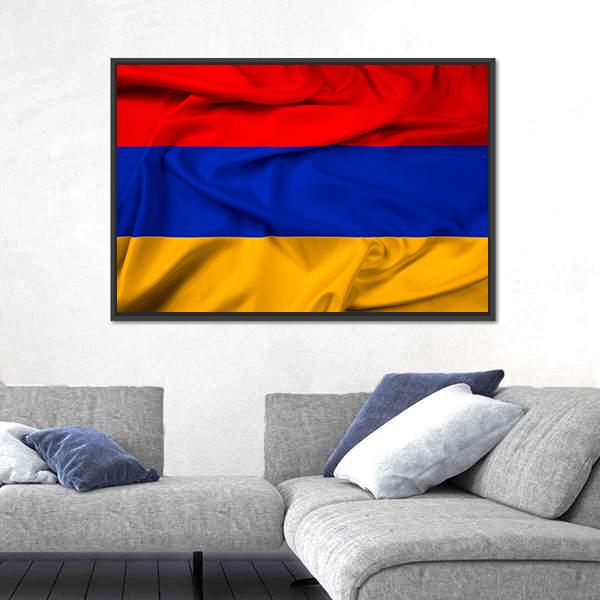 Waving Armenia Flag Canvas Wall Art-5 Horizontal-Gallery Wrap-22" x 12"-Tiaracle