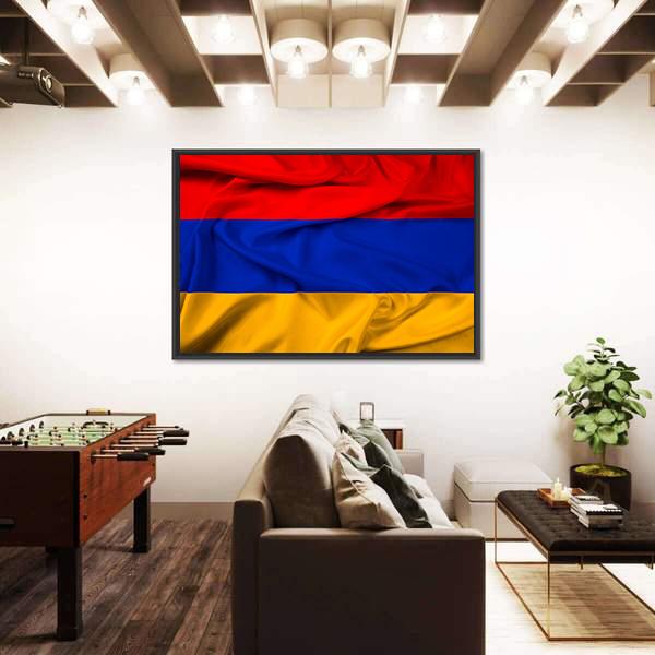 Waving Armenia Flag Canvas Wall Art-3 Horizontal-Gallery Wrap-25" x 16"-Tiaracle