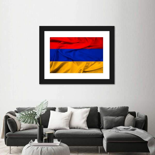 Waving Armenia Flag Canvas Wall Art-3 Horizontal-Gallery Wrap-25" x 16"-Tiaracle