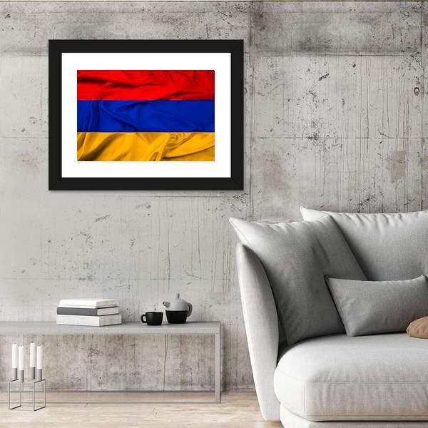Waving Armenia Flag Canvas Wall Art-3 Horizontal-Gallery Wrap-25" x 16"-Tiaracle