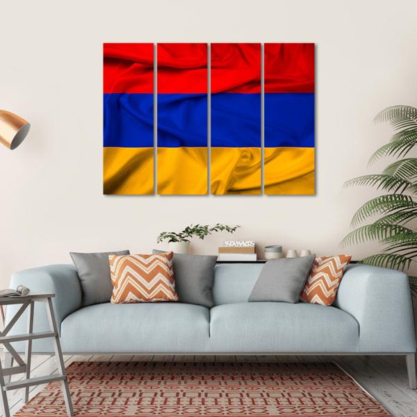 Waving Armenia Flag Canvas Wall Art-4 Horizontal-Gallery Wrap-34" x 24"-Tiaracle