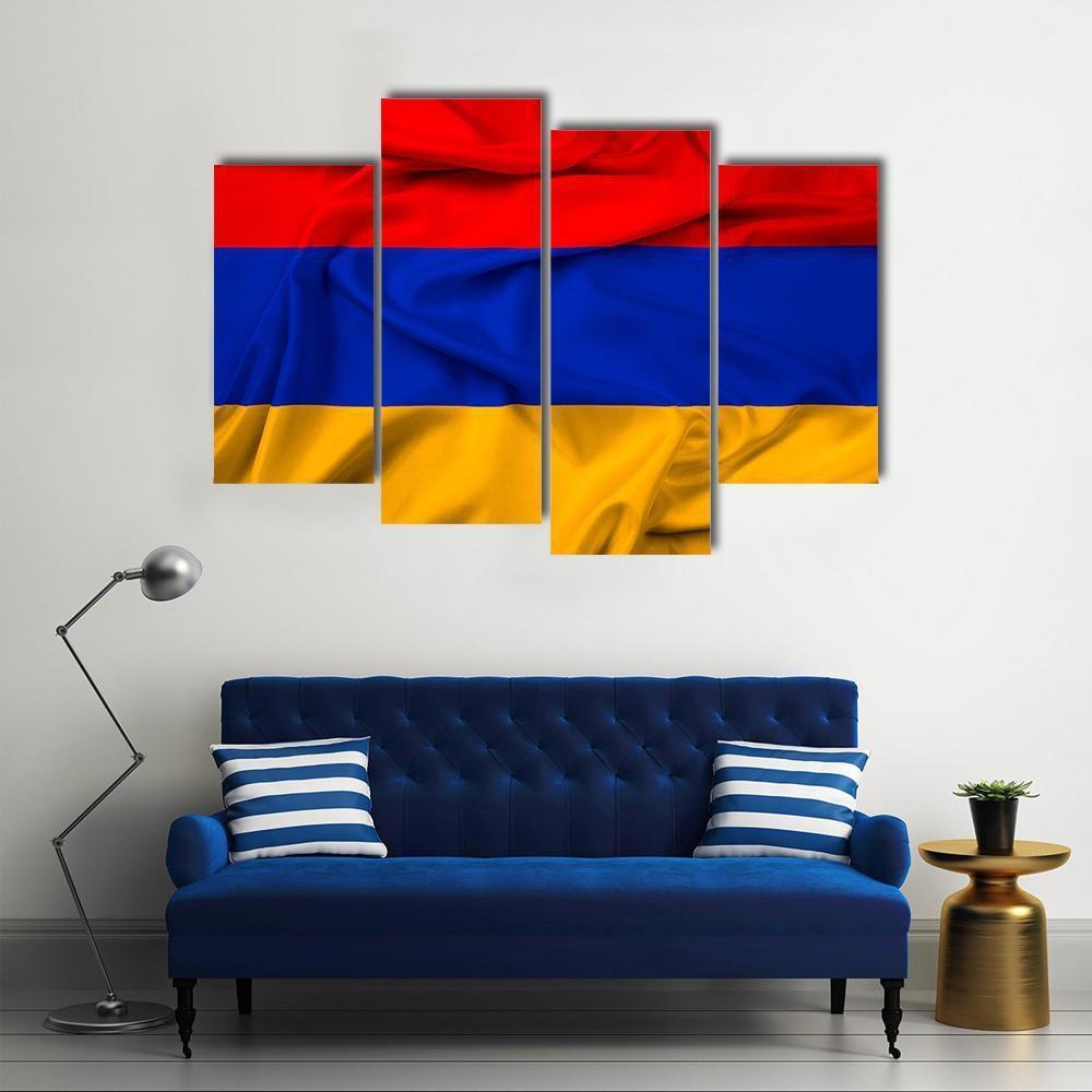 Waving Armenia Flag Canvas Wall Art-4 Pop-Gallery Wrap-50" x 32"-Tiaracle