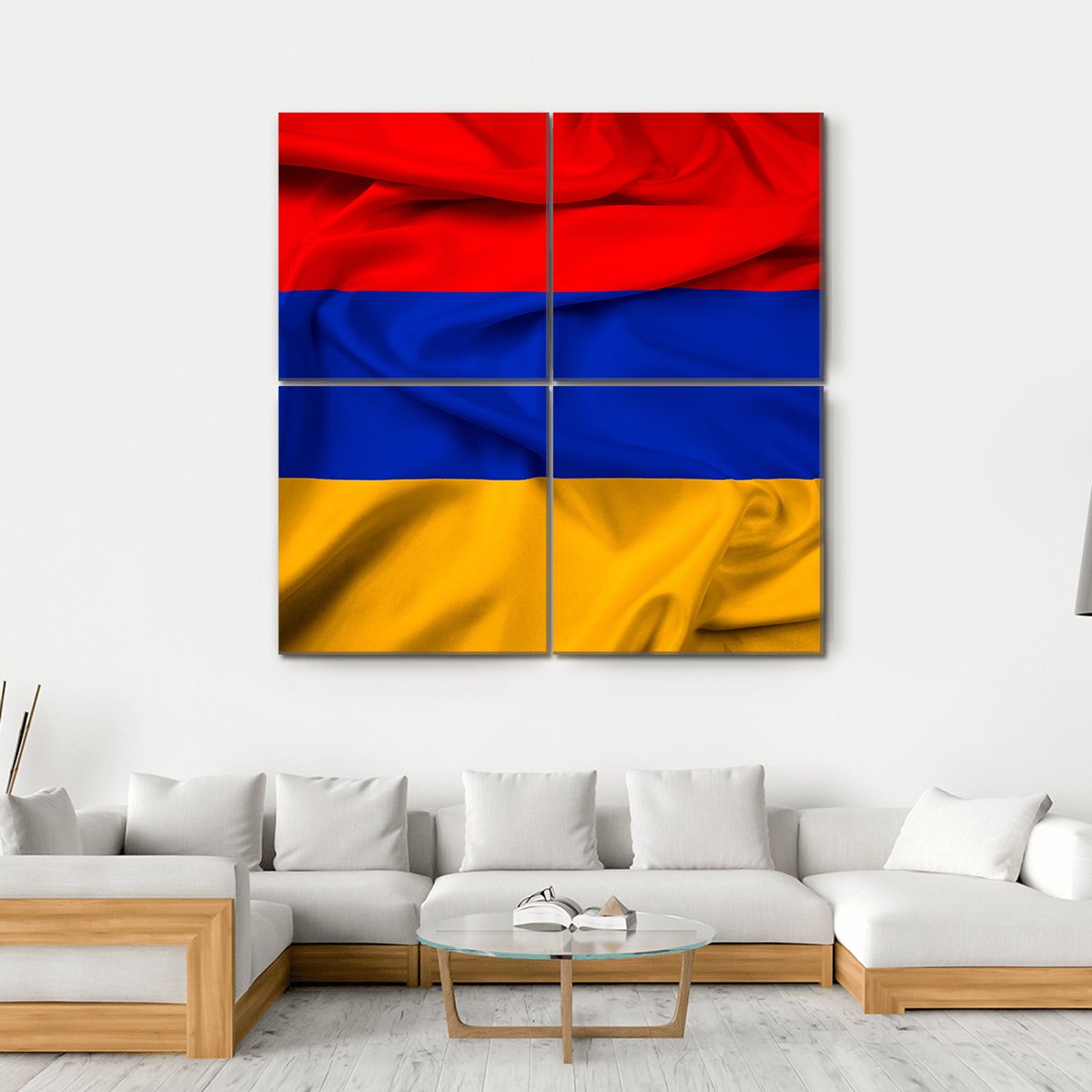Waving Armenia Flag Canvas Wall Art-4 Square-Gallery Wrap-17" x 17"-Tiaracle