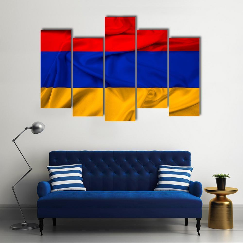 Waving Armenia Flag Canvas Wall Art-4 Pop-Gallery Wrap-50" x 32"-Tiaracle