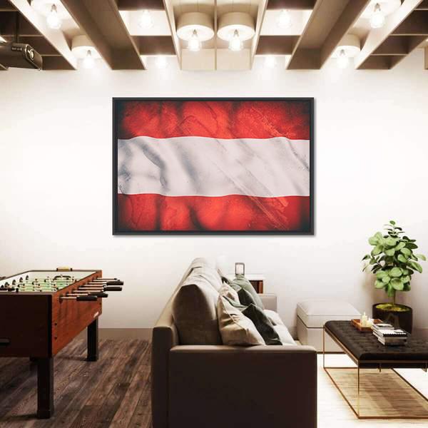 Waving Austrian Flag Canvas Wall Art-3 Horizontal-Gallery Wrap-25" x 16"-Tiaracle