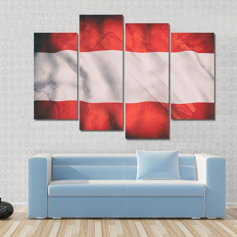 Waving Austrian Flag Canvas Wall Art-4 Pop-Gallery Wrap-50" x 32"-Tiaracle