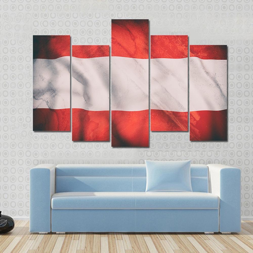 Waving Austrian Flag Canvas Wall Art-5 Pop-Gallery Wrap-47" x 32"-Tiaracle