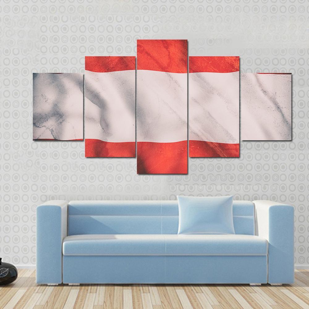Waving Austrian Flag Canvas Wall Art-5 Star-Gallery Wrap-62" x 32"-Tiaracle