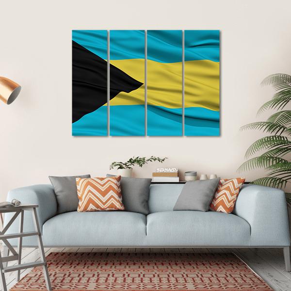 Waving Bahamas Flag Canvas Wall Art-4 Horizontal-Gallery Wrap-34" x 24"-Tiaracle