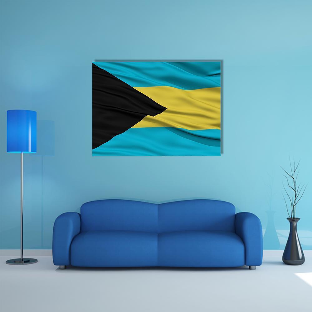 Waving Bahamas Flag Canvas Wall Art-1 Piece-Gallery Wrap-48" x 32"-Tiaracle