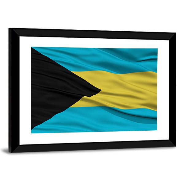 Waving Bahamas Flag Panoramic Canvas Wall Art-1 Piece-36" x 12"-Tiaracle