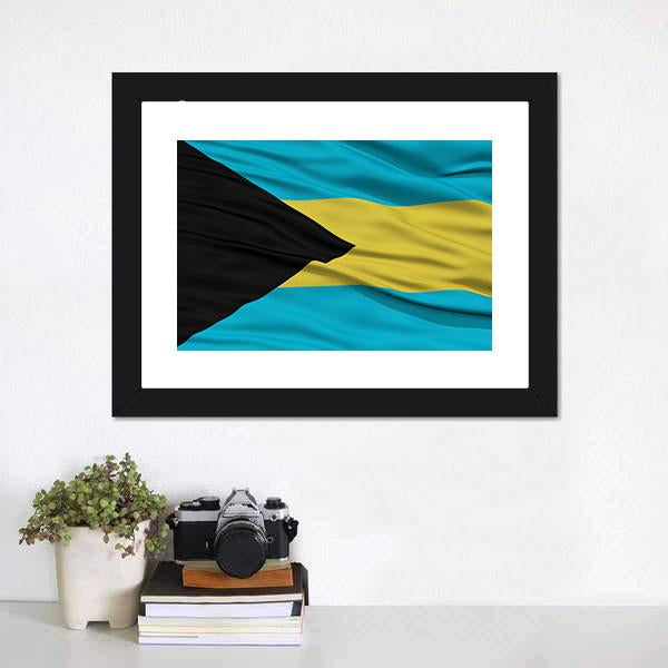 Waving Bahamas Flag Panoramic Canvas Wall Art-1 Piece-36" x 12"-Tiaracle
