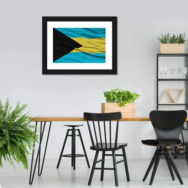 Waving Bahamas Flag Panoramic Canvas Wall Art-1 Piece-36" x 12"-Tiaracle