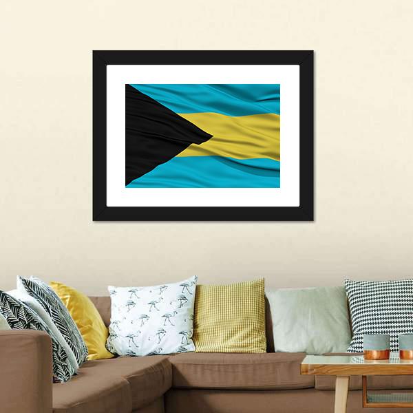 Waving Bahamas Flag Panoramic Canvas Wall Art-1 Piece-36" x 12"-Tiaracle