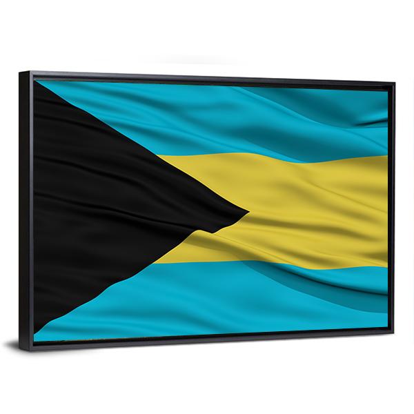Waving Bahamas Flag Panoramic Canvas Wall Art-1 Piece-36" x 12"-Tiaracle
