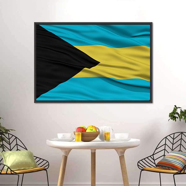 Waving Bahamas Flag Panoramic Canvas Wall Art-1 Piece-36" x 12"-Tiaracle