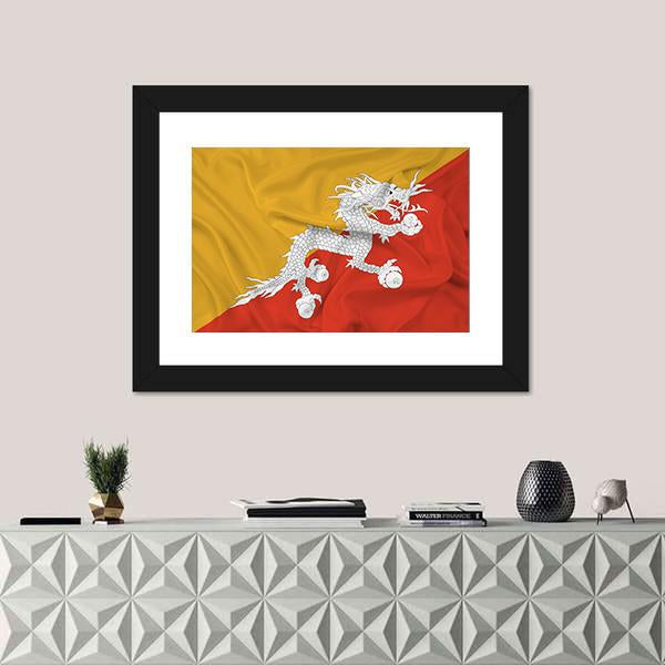 Waving Bhutan Flag Canvas Wall Art-1 Piece-Framed Print-20" x 16"-Tiaracle