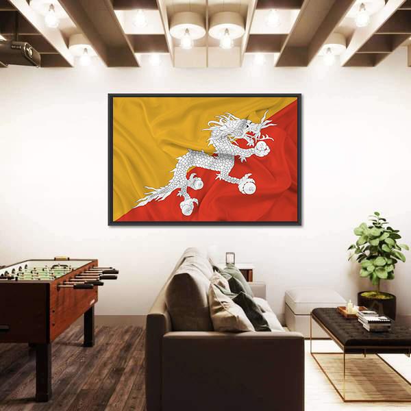 Waving Bhutan Flag Canvas Wall Art-3 Horizontal-Gallery Wrap-25" x 16"-Tiaracle