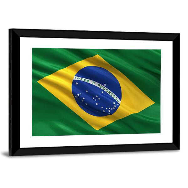 Waving Brazil Flag Panoramic Canvas Wall Art-1 Piece-36" x 12"-Tiaracle