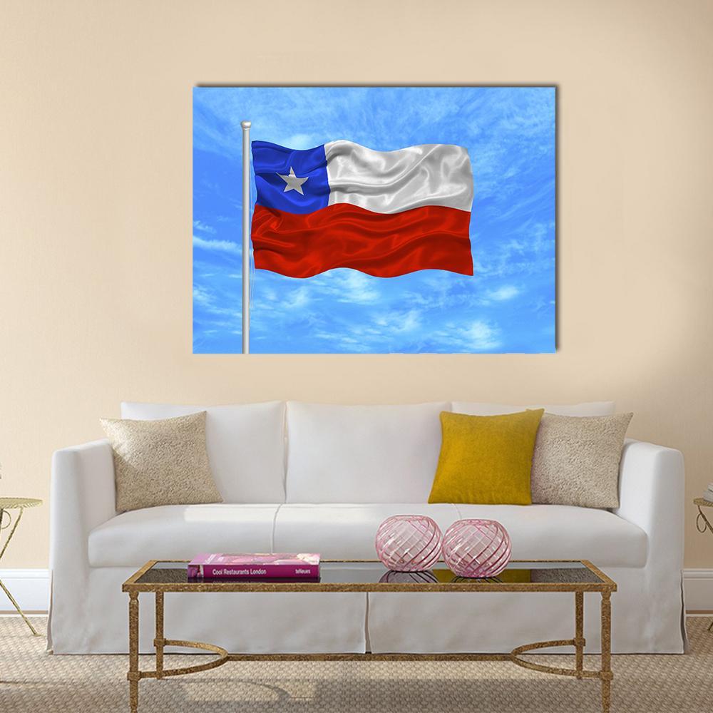 Waving Chilean Flag Canvas Wall Art-5 Horizontal-Gallery Wrap-22" x 12"-Tiaracle