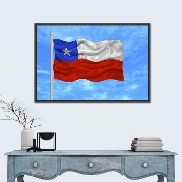 Waving Chilean Flag Canvas Wall Art-1 Piece-Floating Frame-24" x 16"-Tiaracle
