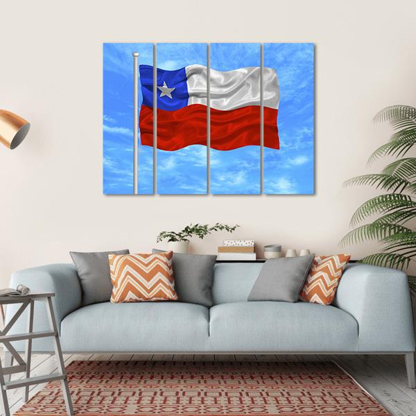 Waving Chilean Flag Canvas Wall Art-4 Horizontal-Gallery Wrap-34" x 24"-Tiaracle