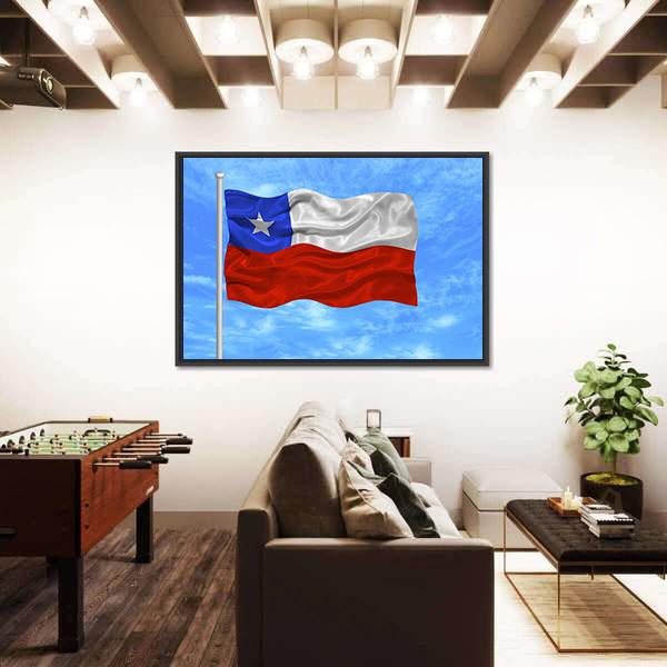 Waving Chilean Flag Canvas Wall Art-5 Horizontal-Gallery Wrap-22" x 12"-Tiaracle