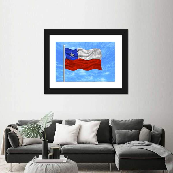Waving Chilean Flag Canvas Wall Art-5 Horizontal-Gallery Wrap-22" x 12"-Tiaracle