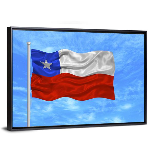 Waving Chilean Flag Canvas Wall Art-5 Horizontal-Gallery Wrap-22" x 12"-Tiaracle
