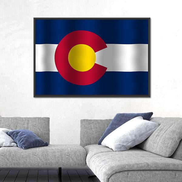 Waving Colorado State Flag Canvas Wall Art-5 Horizontal-Gallery Wrap-22" x 12"-Tiaracle