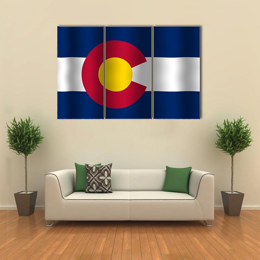Waving Colorado State Flag Canvas Wall Art-3 Horizontal-Gallery Wrap-37" x 24"-Tiaracle