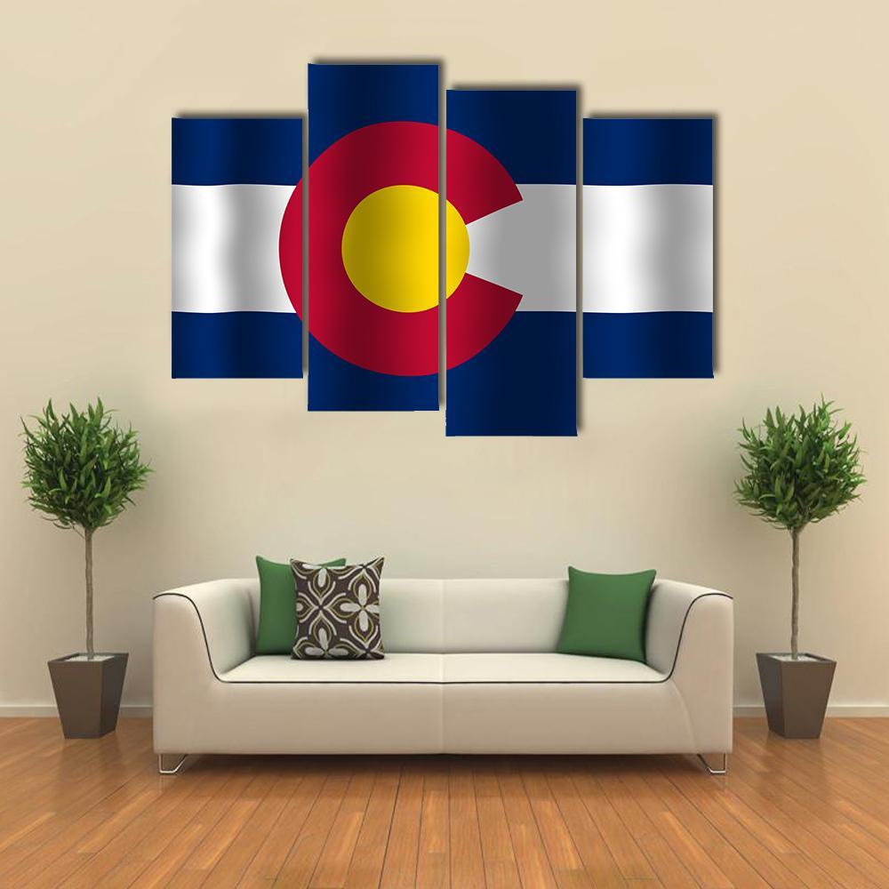 Waving Colorado State Flag Canvas Wall Art-4 Pop-Gallery Wrap-50" x 32"-Tiaracle