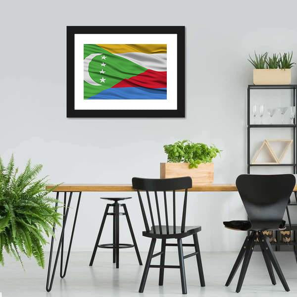 Waving Comoros Flag Canvas Wall Art-5 Horizontal-Gallery Wrap-22" x 12"-Tiaracle