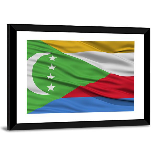 Waving Comoros Flag Canvas Wall Art-3 Horizontal-Gallery Wrap-25" x 16"-Tiaracle