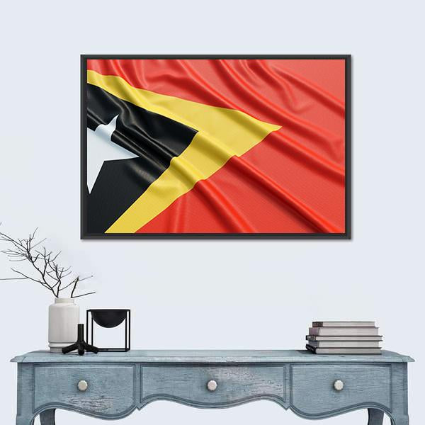 Waving East Timor Flag Canvas Wall Art-1 Piece-Floating Frame-24" x 16"-Tiaracle