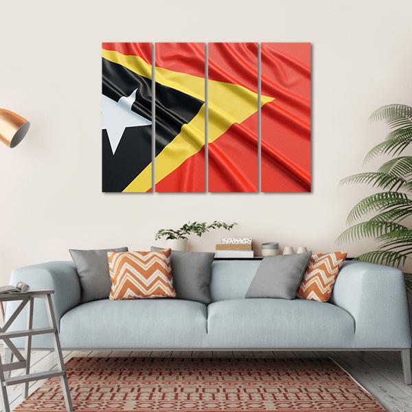 Waving East Timor Flag Canvas Wall Art-4 Horizontal-Gallery Wrap-34" x 24"-Tiaracle