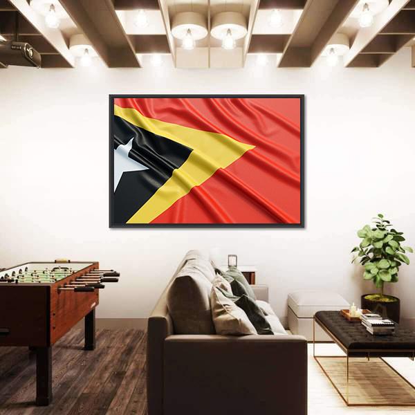 Waving East Timor Flag Canvas Wall Art-5 Horizontal-Gallery Wrap-22" x 12"-Tiaracle