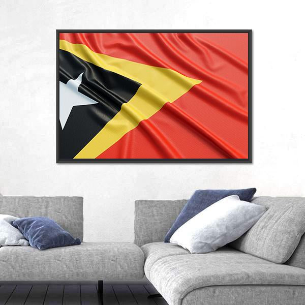 Waving East Timor Flag Canvas Wall Art-5 Horizontal-Gallery Wrap-22" x 12"-Tiaracle