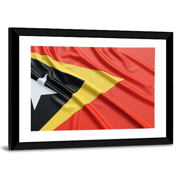 Waving East Timor Flag Canvas Wall Art-5 Horizontal-Gallery Wrap-22" x 12"-Tiaracle