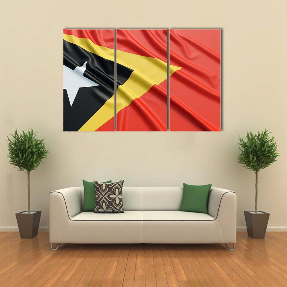 Waving East Timor Flag Canvas Wall Art-3 Horizontal-Gallery Wrap-37" x 24"-Tiaracle