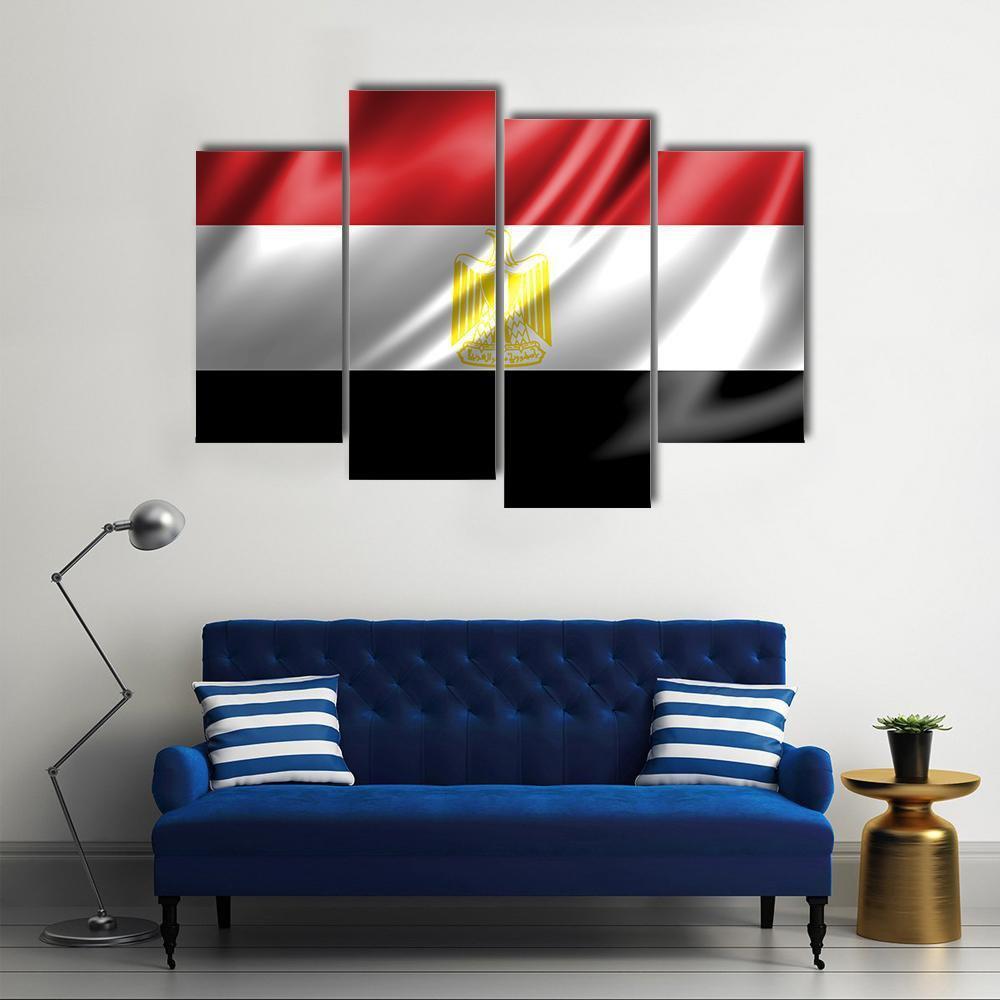 Waving Egypt Flag Canvas Wall Art-4 Pop-Gallery Wrap-50" x 32"-Tiaracle