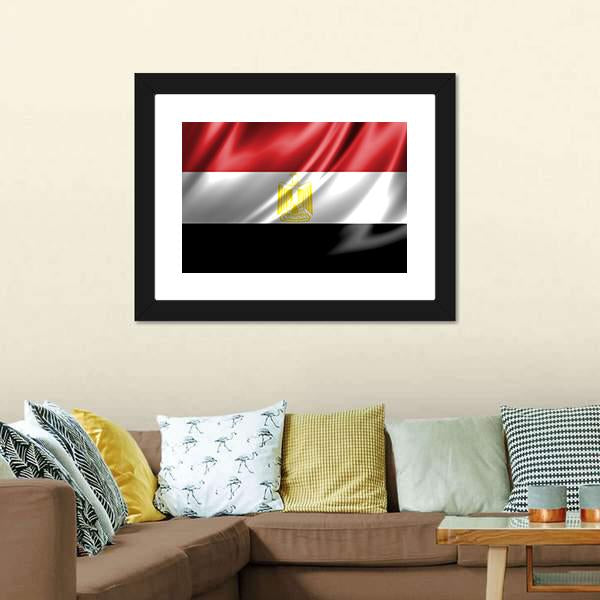 Waving Egypt Flag Canvas Wall Art-3 Horizontal-Gallery Wrap-25" x 16"-Tiaracle