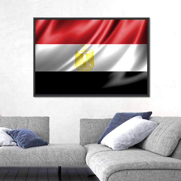 Waving Egypt Flag Panoramic Canvas Wall Art-1 Piece-36" x 12"-Tiaracle