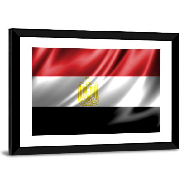 Waving Egypt Flag Panoramic Canvas Wall Art-1 Piece-36" x 12"-Tiaracle