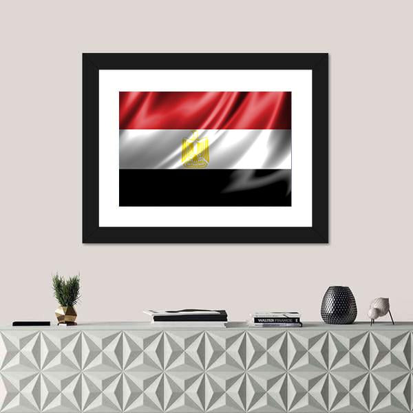 Waving Egypt Flag Panoramic Canvas Wall Art-1 Piece-36" x 12"-Tiaracle