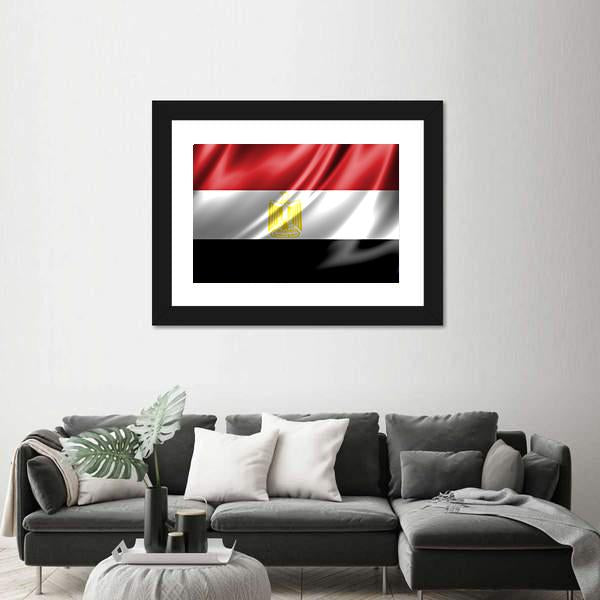 Waving Egypt Flag Panoramic Canvas Wall Art-1 Piece-36" x 12"-Tiaracle