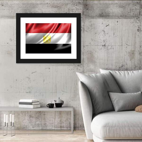 Waving Egypt Flag Panoramic Canvas Wall Art-1 Piece-36" x 12"-Tiaracle