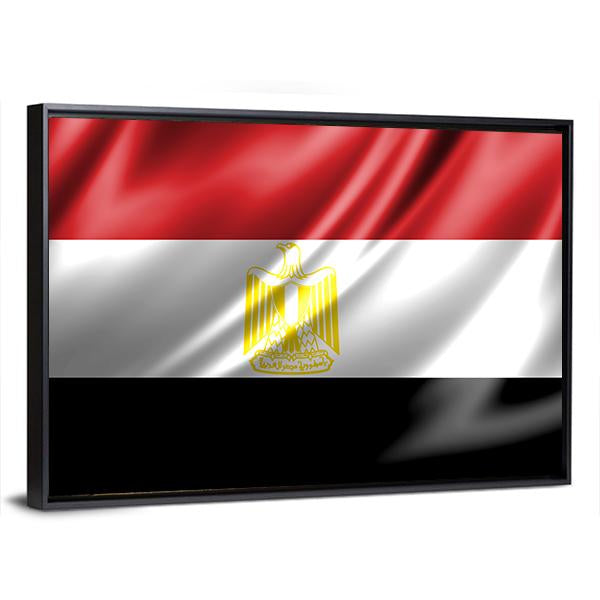 Waving Egypt Flag Panoramic Canvas Wall Art-1 Piece-36" x 12"-Tiaracle