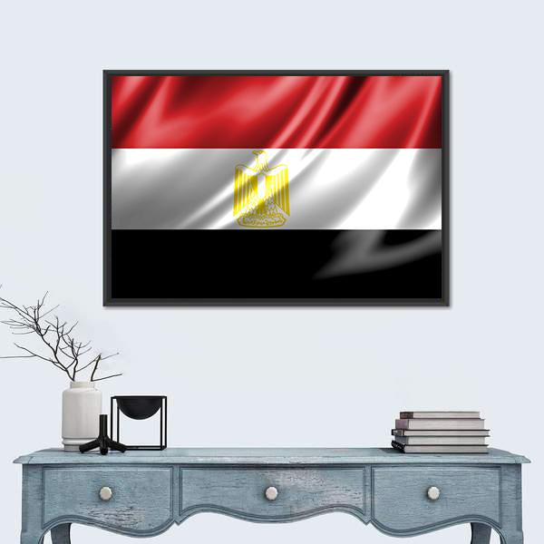 Waving Egypt Flag Panoramic Canvas Wall Art-1 Piece-36" x 12"-Tiaracle